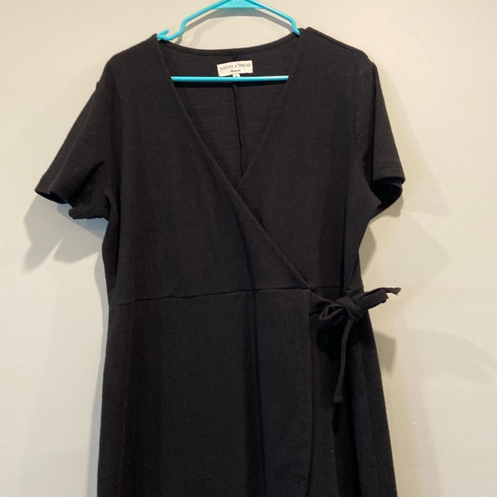 madewell texture & thread black dress with tie side